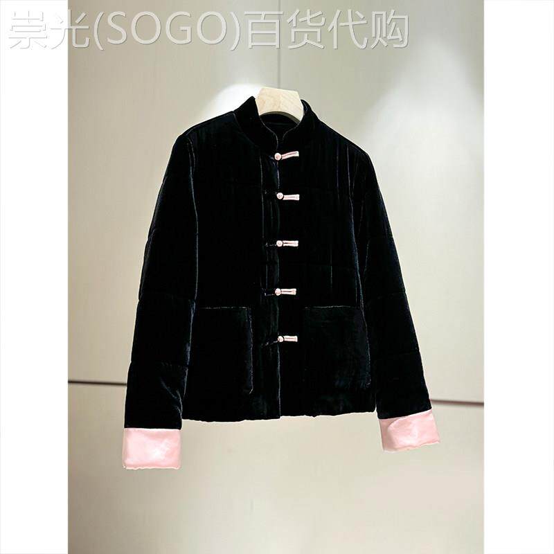 黑色金丝绒新中式国风加厚棉服女冬季外套2025新款唐装保暖棉袄