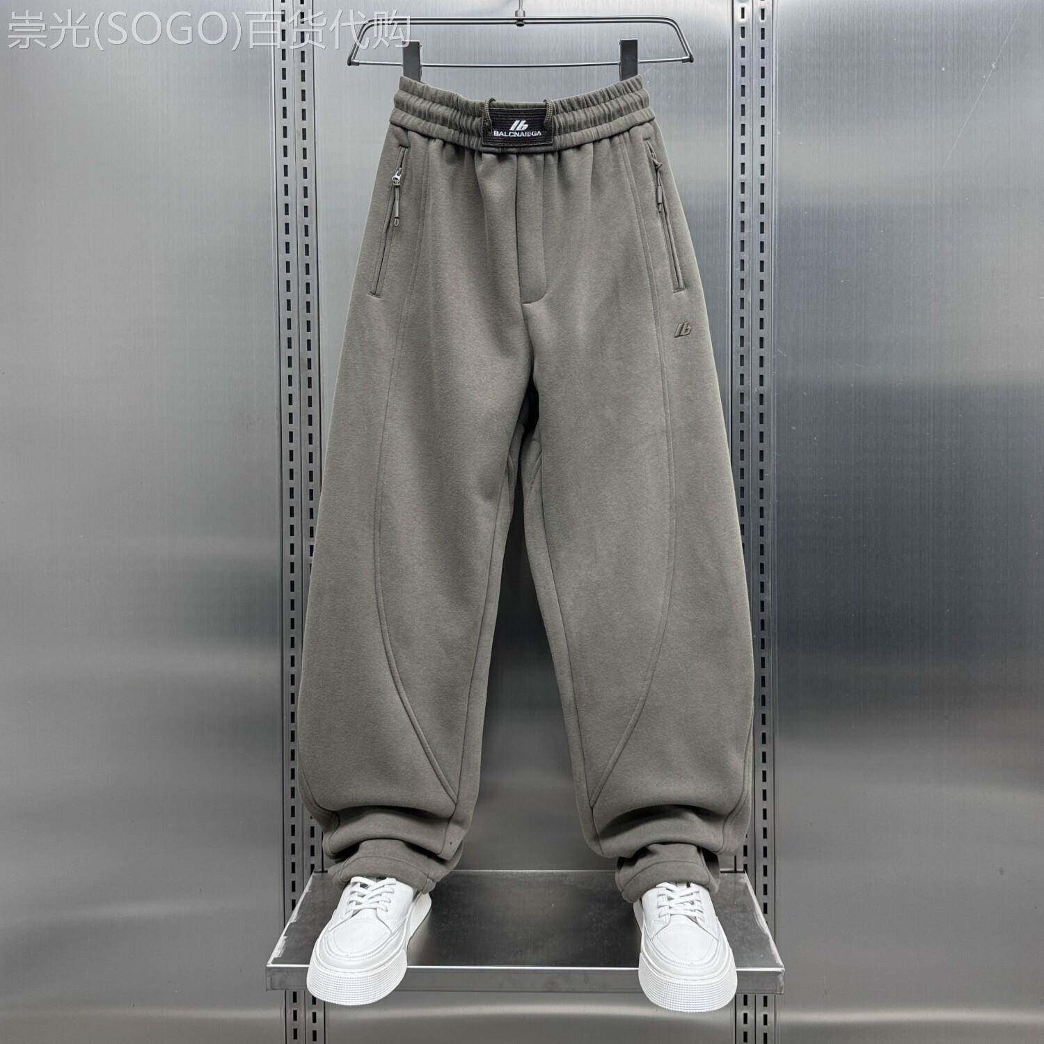 冬季加绒加厚男士卫裤宽松弯刀裤版型潮牌休闲哈伦裤痞帅百搭