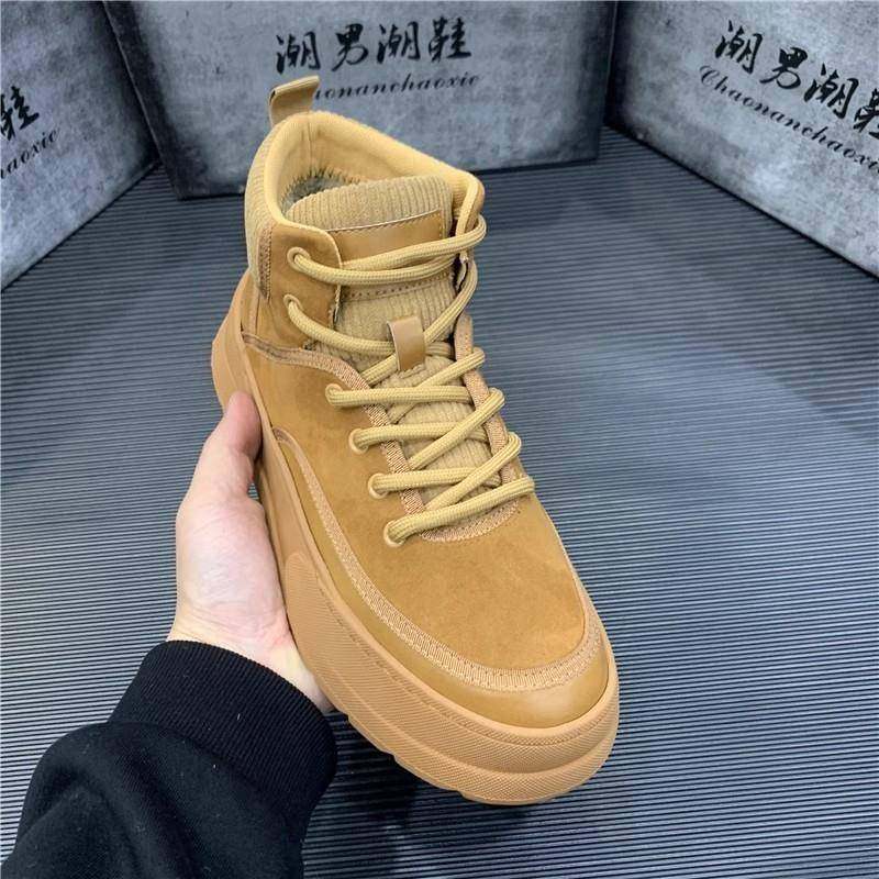 马丁靴男款高帮英伦风复古短靴冬季加绒增高休闲男鞋防滑保暖板鞋