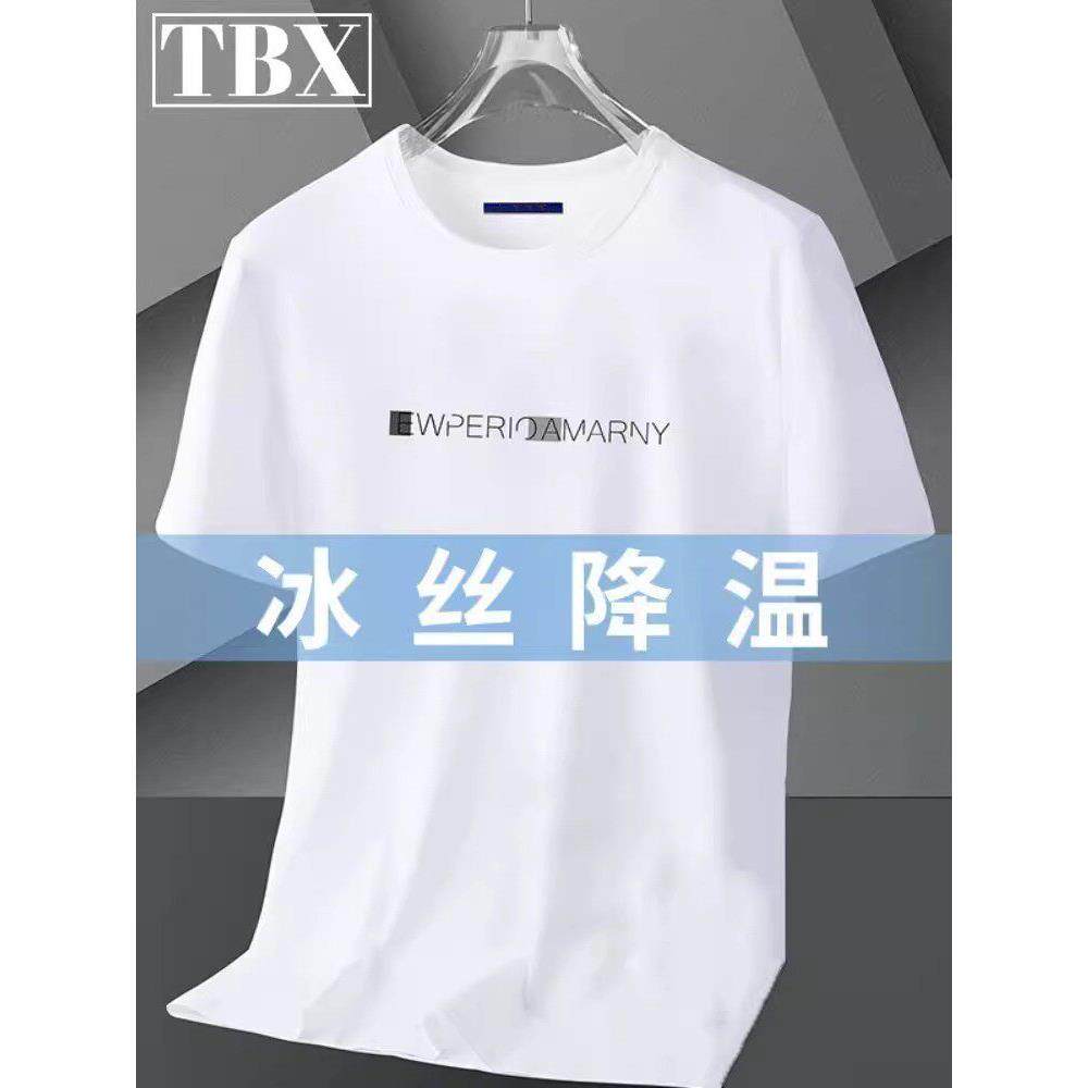 高端莫代尔男士短袖T恤夏季冰丝2025新款打底衫半袖男款T恤上衣