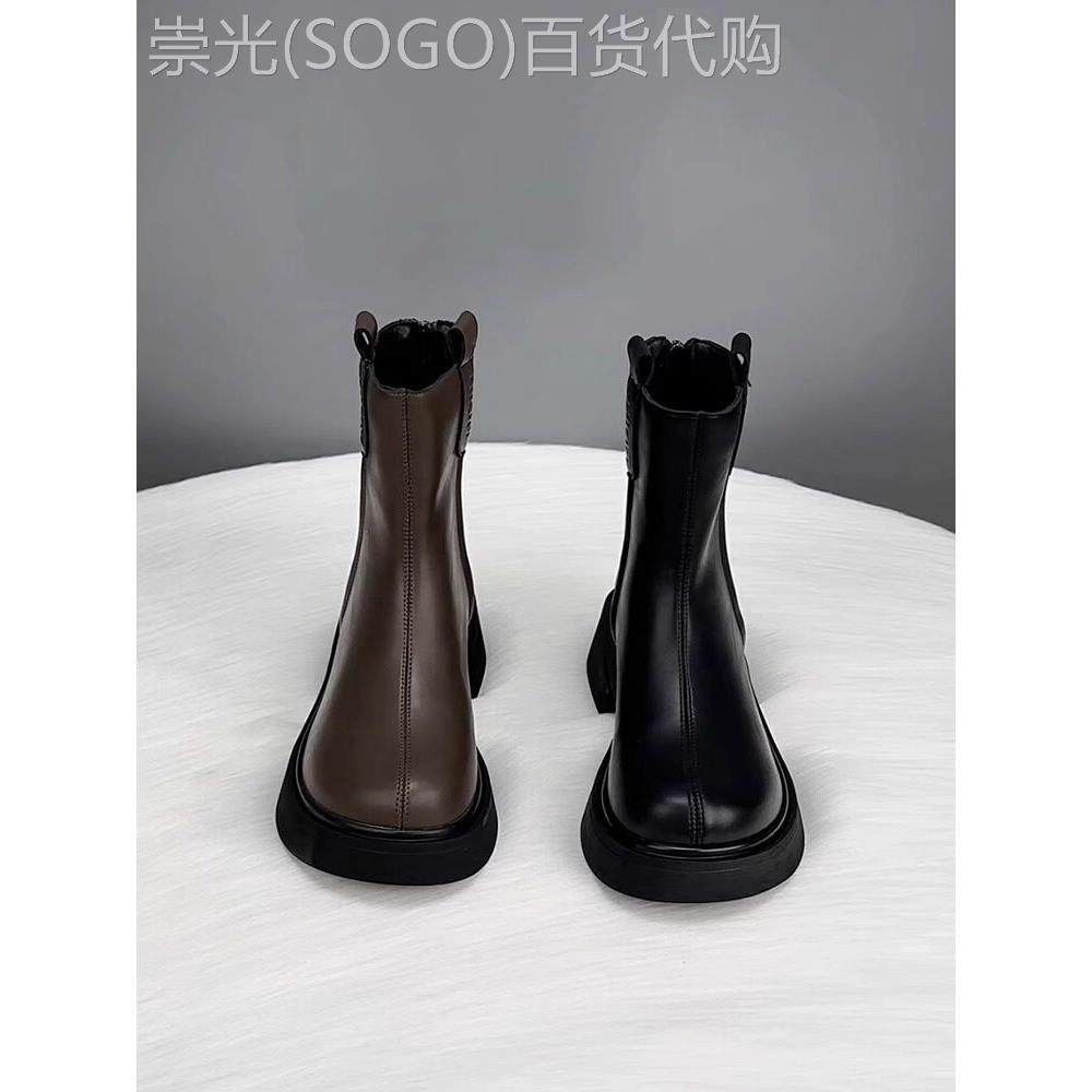 香港真皮厚底马丁靴女秋冬季2025新款爆款英伦风单靴切尔西短靴子