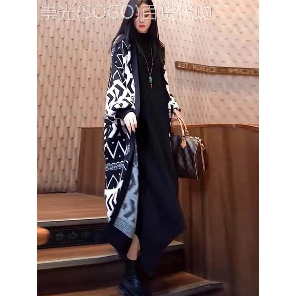 外搭洋气针织开衫外套女春秋新款欧货大码女装宽松休闲长款毛衣潮