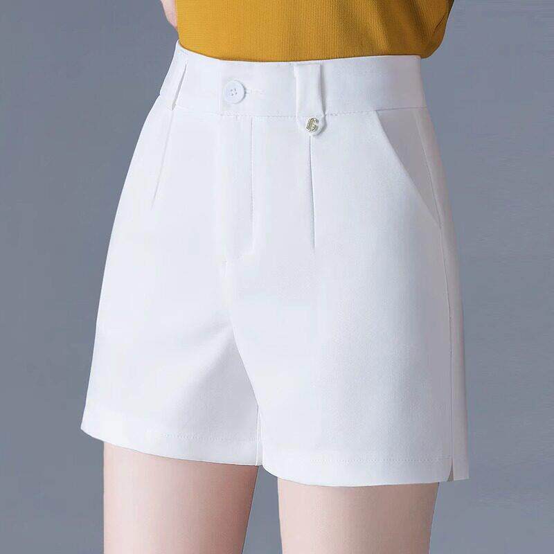 韩国白色短裤女士外穿夏季薄款高腰显瘦休闲西裤三分a字阔腿热裤