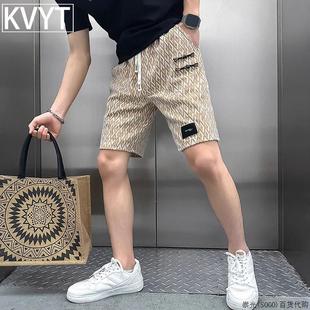潮牌2025新款 輕奢格子五分褲 男士 短褲 子夏 痞帥高級感休閑5分男褲
