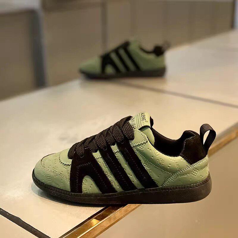 潮牌男鞋春季新款耐磨百搭休闲板鞋青年皮面防水运动软底德训潮鞋