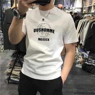 潮流圆领休闲半袖 香港潮牌夏季 T恤男纯色百搭打底衫 新款 印花短袖