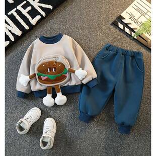 韩国宝宝冬季套装洋气儿童衣服秋冬加绒婴儿女童小童装男童冬装潮