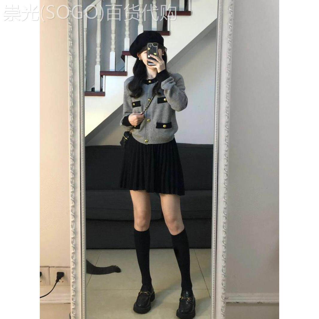 小香风时尚套装女秋冬新款盐系穿搭高级感针织上衣百褶短裙两件套