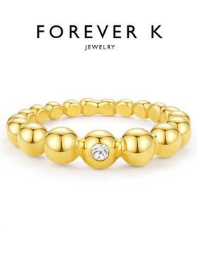 FK法诗卡串珠锆石戒指意大利手工轻奢18k金