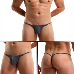 男士低腰冰丝丁字裤一根式性感提臀U凸囊袋设计内裤欧美外贸款