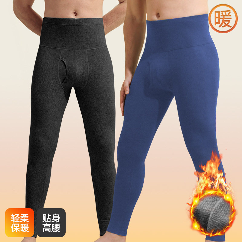 男士纯棉秋裤薄款打底裤保暖裤紧身棉裤腰线裤秋冬运动护腰长裤