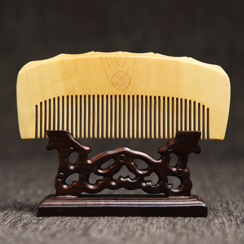 白象常州梳篦 手工雕刻 小叶黄杨整木梳子送男女友的生日礼物刻字