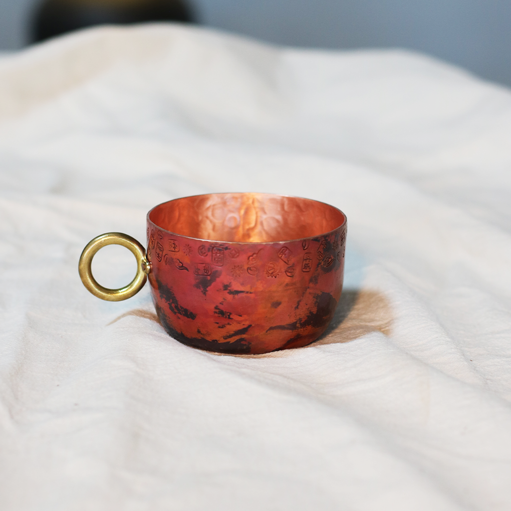 紫铜纯手工加厚咖啡杯纯铜锻打家用咖啡杯红铜水杯长柄铜杯防烫
