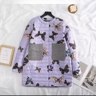 外贸新款薄鸭绒羽绒服女款冬季中长款排骨保暖外套小个子针织拼接