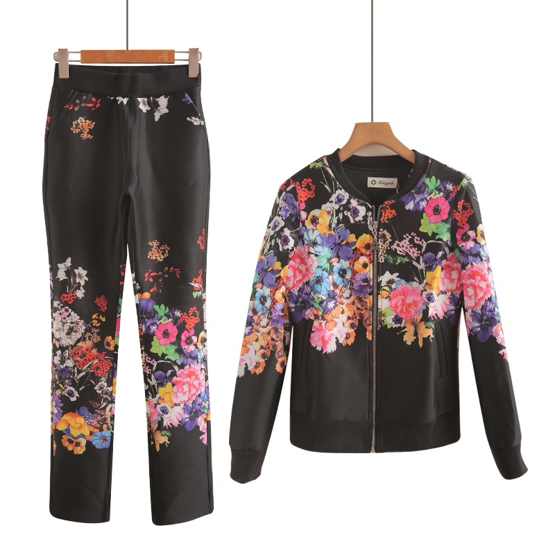 2025春秋印花长袖卫衣外套运动服套装时尚女秋休闲运动套装两件套