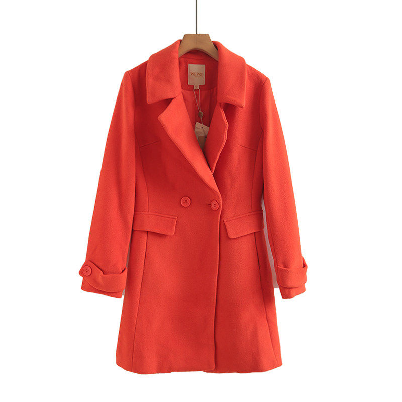 本命年红色毛呢外套女秋冬季2025新款中长款加厚呢子大衣