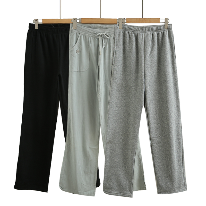 大码春秋款宽松杂款加绒运动卫裤女胖mm显瘦松紧腰直筒百搭休闲裤