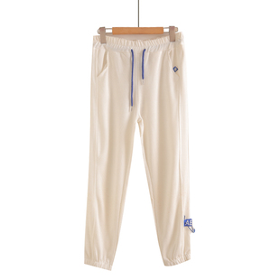 2025新款春夏季运动裤女小个子宽松束脚九分显瘦白色灯笼休闲卫裤