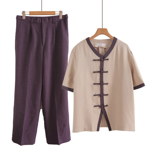25年春夏秋季新品太极服男女轻薄棉麻武术练功晨练太极拳服装短袖
