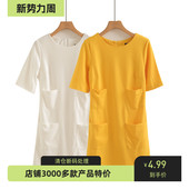 多口袋夏季 中裙宽松显瘦气质裙子 时尚 连衣裙女2025新款 直筒韩版