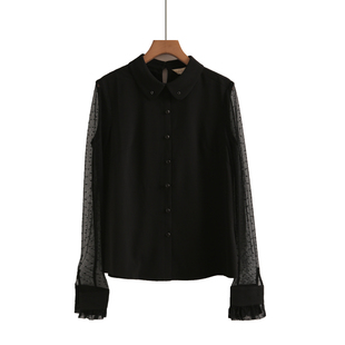衬衣洋气质长袖 蕾丝雪纺衫 时尚 雪纺上衣 女春夏新款 专柜669元