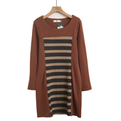 条纹针织连衣裙复古气质拼接收腰打底长裙子女装 春秋季 2025新款 潮