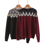 费尔岛绞花圆领毛衣情侣男女秋冬款 内搭 慵懒感休闲百搭打底针织衫