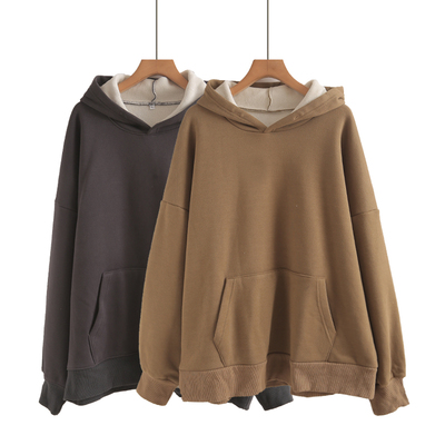 深色连帽卫衣女2025新款爆款秋冬加绒加厚欧货大版中长款外套小众