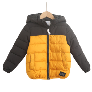 儿童装拼接加棉加厚连帽棉服男童韩版保暖棉袄外套冬款休闲面包服