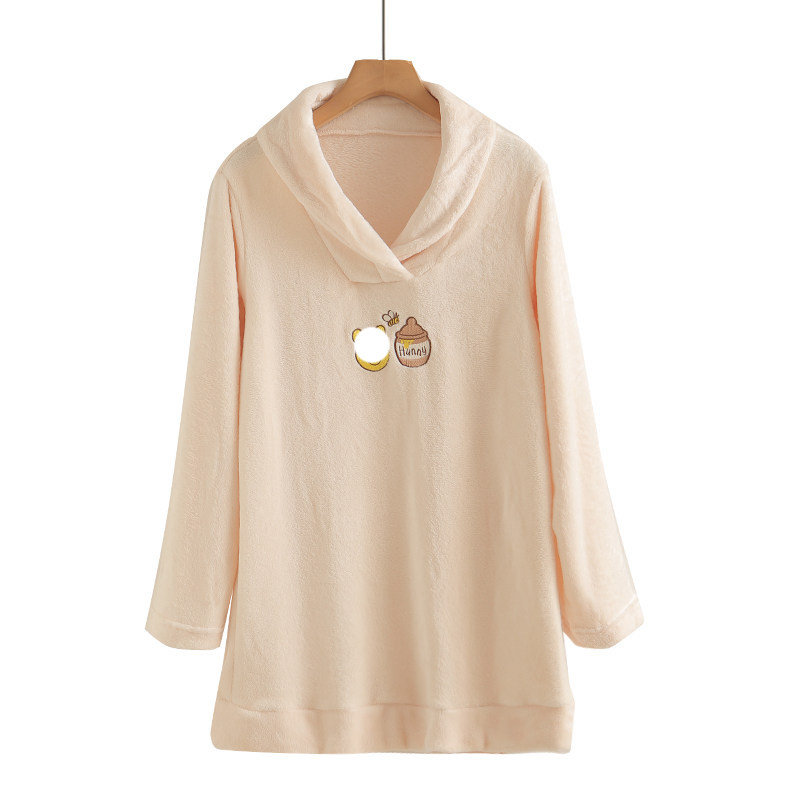 外贸秋冬季刺绣卡通字母珊瑚绒套头家居裙女士可爱减龄睡裙睡衣,女士内衣/男士内衣/家居服,睡衣/家居服套装,淘宝优惠券,粉丝福利购,淘宝优惠卷