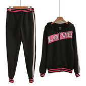 秋冬学生男女加厚绒棒球服运动套装 大码 情侣装 韩版 卫衣裤 班服外套