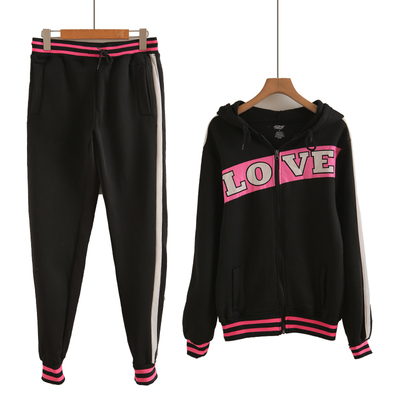 韩版秋冬学生男女加厚绒棒球服运动套装大码情侣装卫衣裤班服外套