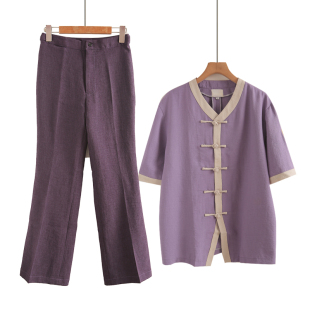 短袖 太极服男女轻薄棉麻武术练功晨练太极拳服装 新品 25年春夏秋季