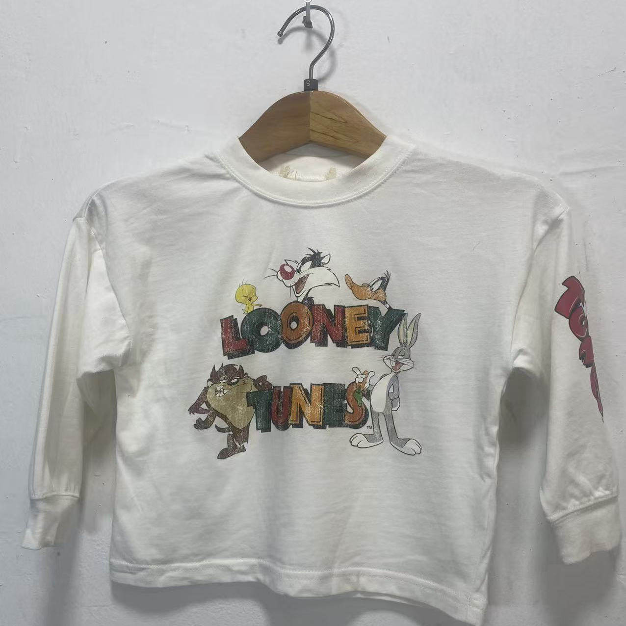 男女童宽松长袖白T恤儿童洋气韩版打底衫中大童装上衣2025春秋