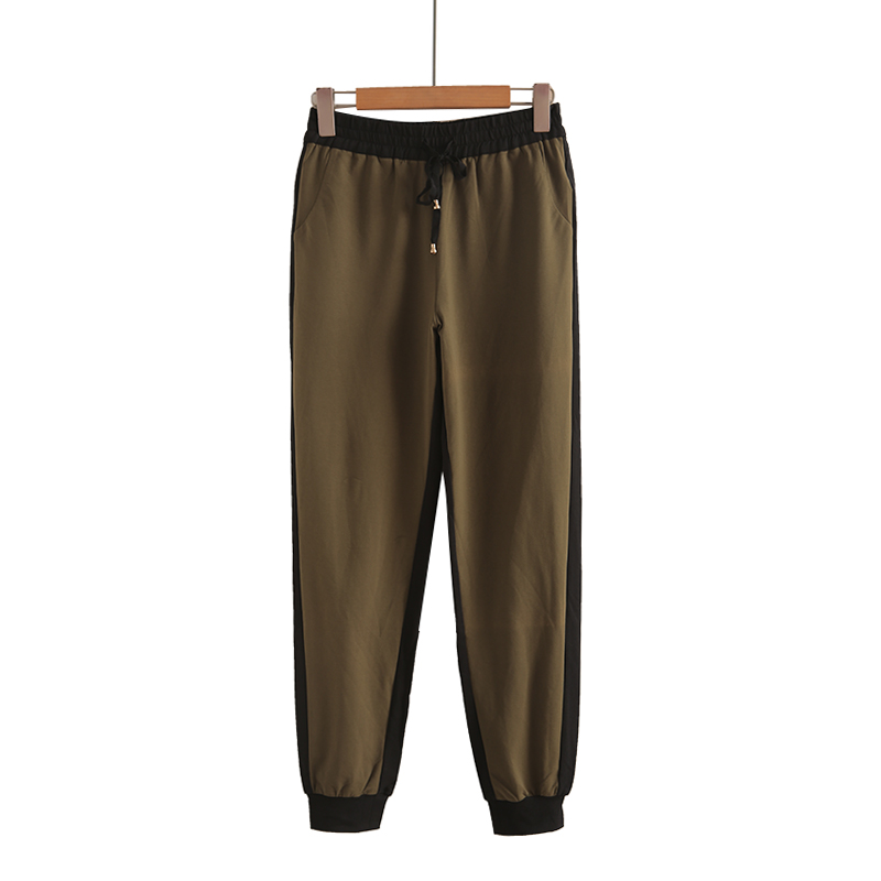 运动裤女春秋季2025款双色裤子高腰显瘦夏百搭纯棉小脚裤休闲卫裤