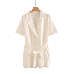 小个子气质高级感女神范收腰阔腿连衣裤 西装 新款 女夏季 裙 领连体裤