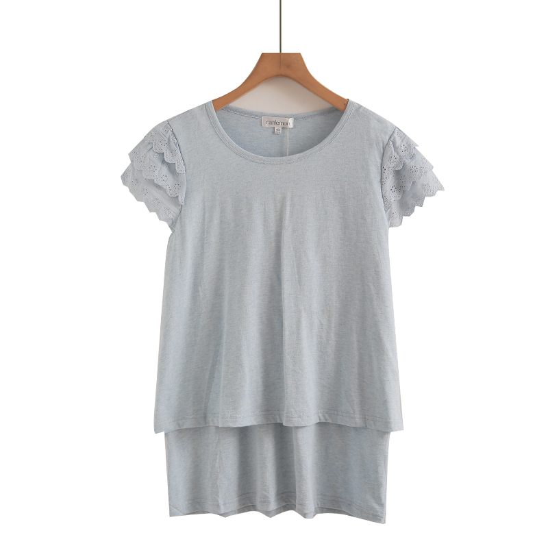 外贸女装T恤全棉时尚百搭休闲气质简约短袖减龄清新设计感上衣夏