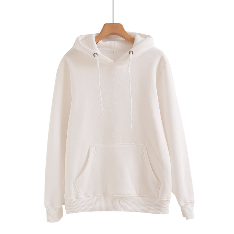 日系秋冬连帽纯色卫衣男女情侣套头棉质潮牌运动青年学生加绒外套