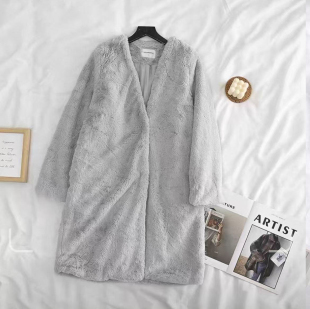 外贸仿皮草外套女毛茸茸2025新款 水貂绒毛毛大衣 冬皮毛一体中长款