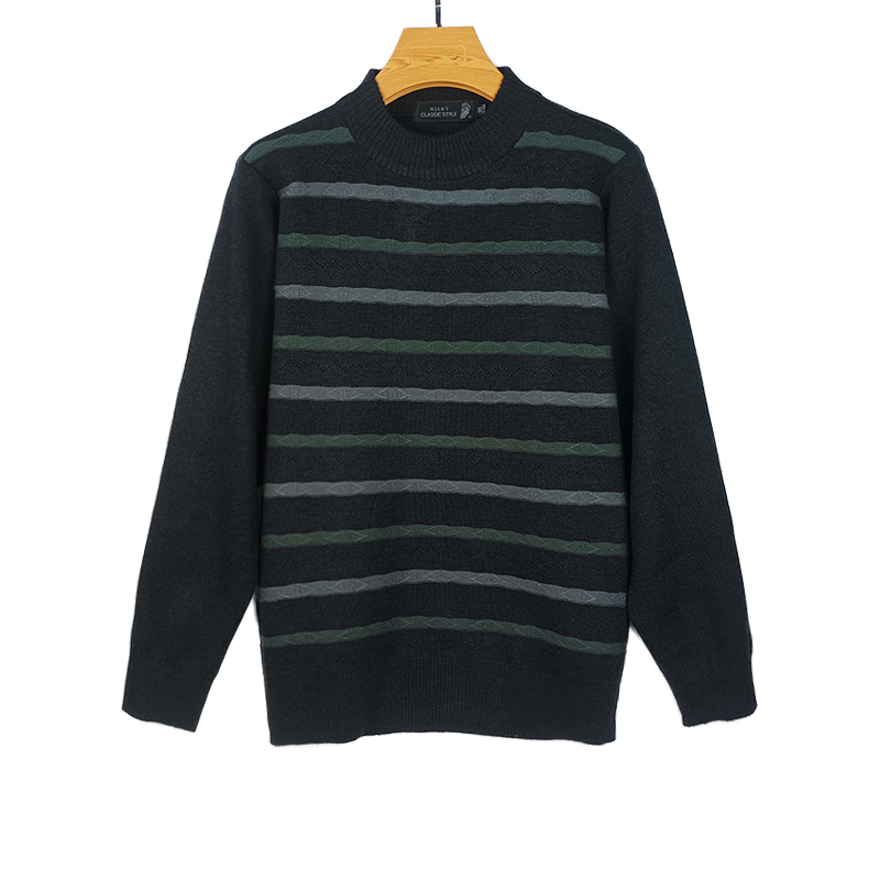 商场货羊毛衫男2025冬新款男士休闲半高领加厚羊毛保暖条纹毛衣