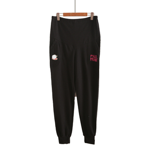 春秋季 春装 刺绣外穿毛圈托腹运动休闲卫裤 打底裤 宽松大码 孕妇裤