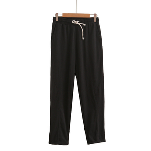 黑色运动卫裤女款毛圈秋季高腰垂感阔腿裤直筒美式斜切休闲裤