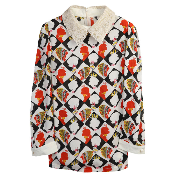 2025春秋新款气质百搭长袖印花衬衫雪纺长袖时尚百搭宽松舒适上衣 - 小明外贸女装批发出品