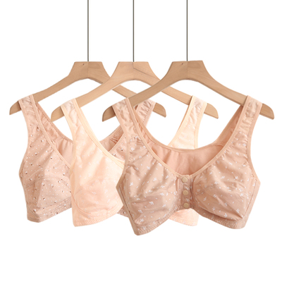 夏季薄款文胸老年棉背心式前扣