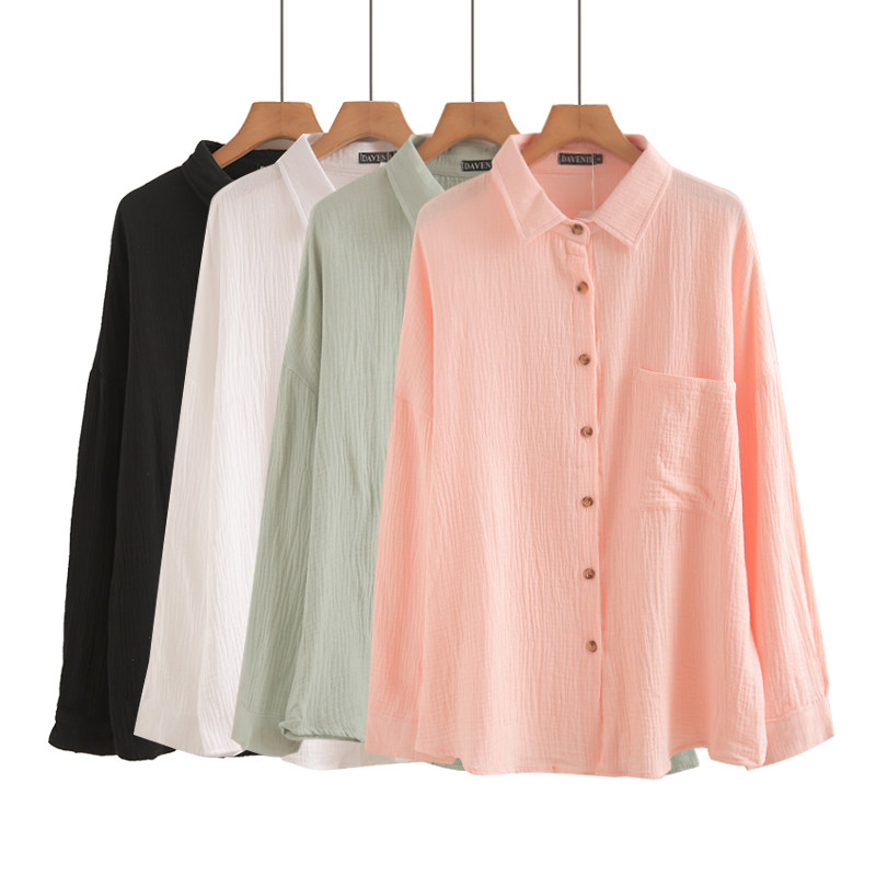 100%棉高级感衬衫女春秋中长款开衫外搭衬衣肌理感褶皱松弛感上衣