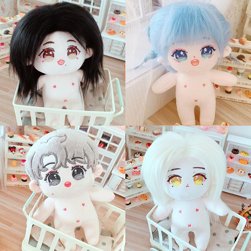 棉花娃娃裸娃20cm炸毛明星娃娃公仔男20厘米长发女娃娃毛绒玩具
