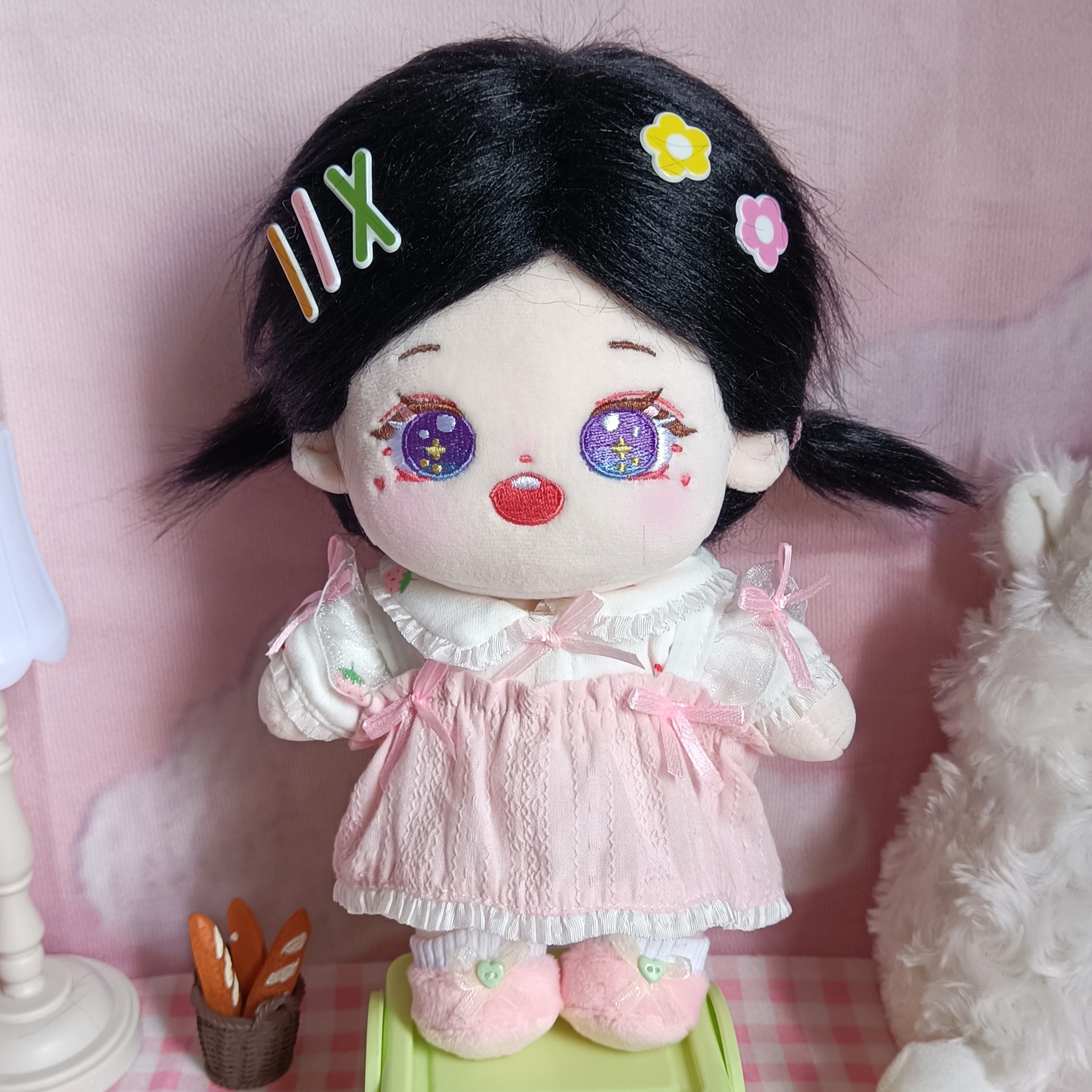 现货20cm娃衣粉色草莓背带裙20厘米棉花娃娃衣服裙子夏季可爱套装