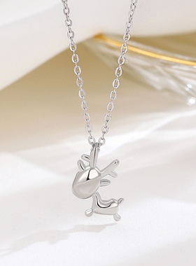 ins简约风饰品s925纯银迷你小鹿项链韩系气质个性女款麋鹿锁骨链