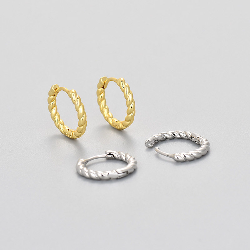 欧美跨境高级感扭曲麻花金色圈圈耳环女2024新款潮小耳圈气质耳饰