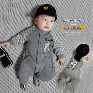 2025婴儿新生儿宝宝网红卡通大象洋气连体衣婴儿衣服哈衣